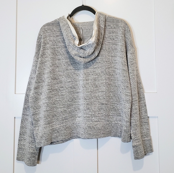 A New Day Hoodie Pullover Textured Lace Up Tie Neck Gray & White Size XL - Picture 8 of 11